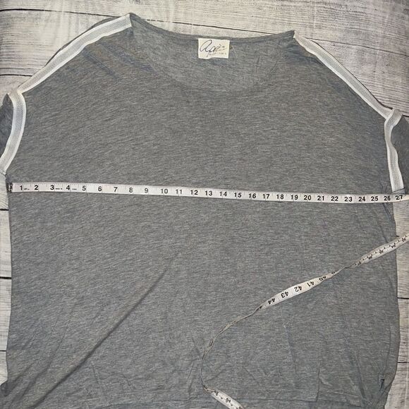 Apres Ramy Brook Heather Gray Long Sleeve Drop Shoulder Thumb Hole Oversized Top - Picture 5 of 8